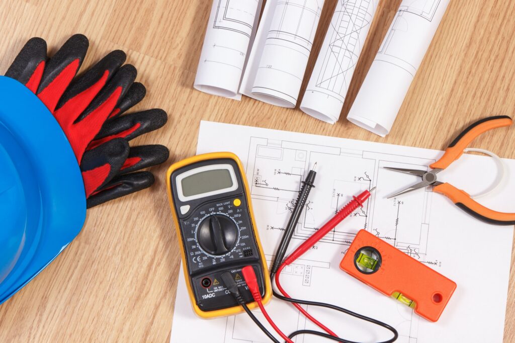 electrical drawings multimeter for measurement in electrical installation